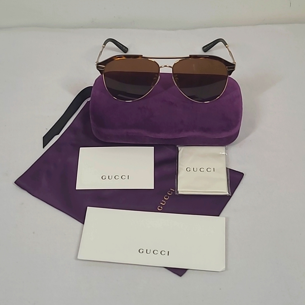 Gucci Brown Sunglasses with Purple Case